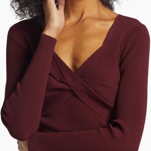 Elegant Burgundy twisted rib knit Women's Top NWT
